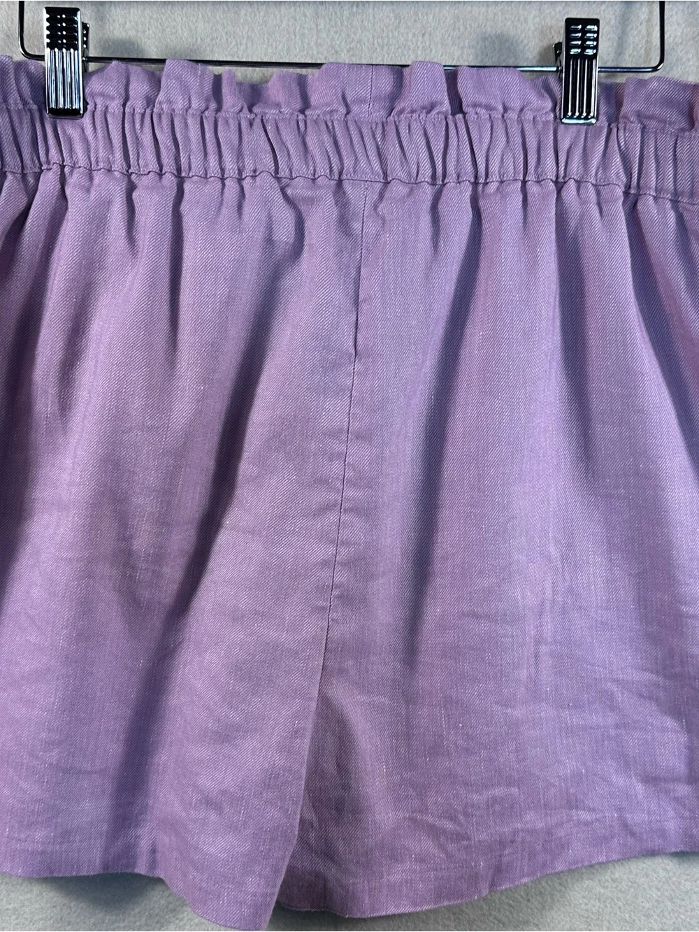 Express High Rise Paperbag Linen Blend Shorts Medium Lavender Tie Waist